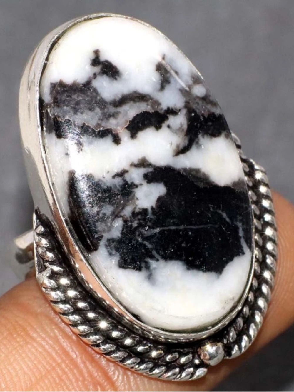 White Buffalo Turquoise Designer Ring